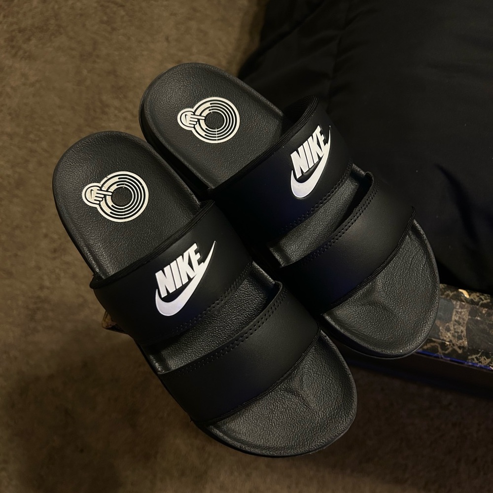 Nike Offcourt Duo Black Slides with White Logo